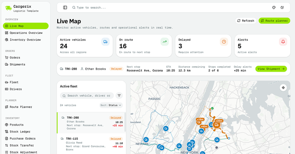 Cargorix: Modern Shadcn Logistics App Template